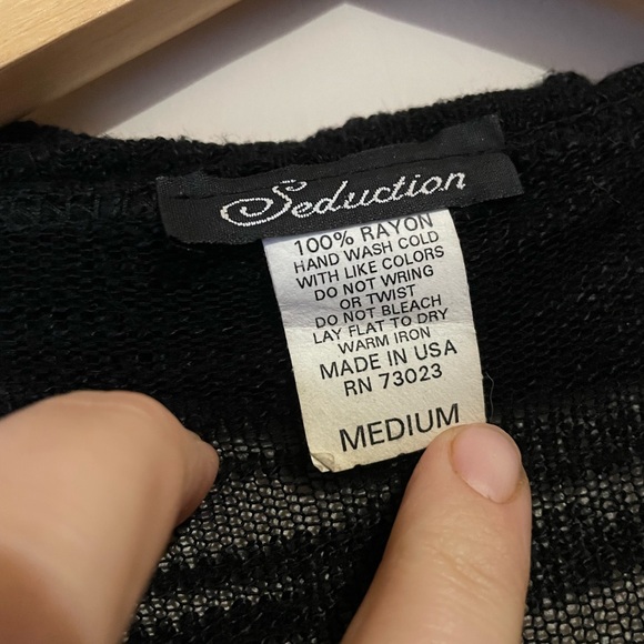 5/$15 | Seduction | Black Sheer Open Front Cardigan - Picture 3 of 4